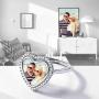 Custom Photo Ring Memorial Picture Printed Personalized Jewelry 925 Sterling Silver Open Style Cubic Zirconia Heart Engagement Rings, Adjustable