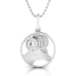 IGI Certified Diamond & Sterling Silver Zodiac Pendant Aries with 18'' Chain