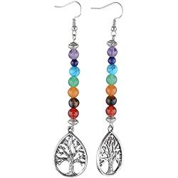 SUNYIK 7 Chakra Stone Dangle Earrings for Women,Assorted Shapes