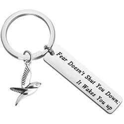 TIIMG Divergent Inspired Gift Inspirational Keychain Fear Doesnt Shut You Down it Wakes You Up Divergent Fans Gift