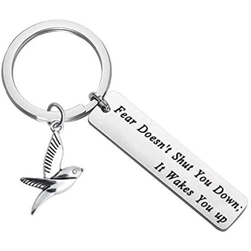 TIIMG Divergent Inspired Gift Inspirational Keychain Fear Doesnt Shut You Down it Wakes You Up Divergent Fans Gift