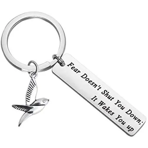 TIIMG Divergent Inspired Gift Inspirational Keychain Fear Doesnt Shut You Down it Wakes You Up Divergent Fans Gift TIIMG Divergent Inspired Gift Inspirational Keychain Fear Doesnt Shut You Down it Wakes You Up Divergent Fans Gift