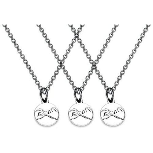 FUSTMW 3 Pinky Promise Necklace Pinky Swear Best Friends Gift Sisters Necklaces Friendship Jewelry