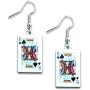 Poker Playing Cards Clubs Diamonds Hearts Spades Dangle Earrings by Pashal