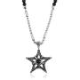 BLEUM CADE Star Wiccan Witch Magical Power Pentagram Pendant Necklace with Black Agate Stone Chain 26''