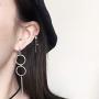 Asymmetric Korean Circle Geometric Chain Drop Earrings White Gold Plated Punk Style Street Fashion Cool Neutral Chain Hip-hop Hoop Earrings Lover Jewelry for Women Men