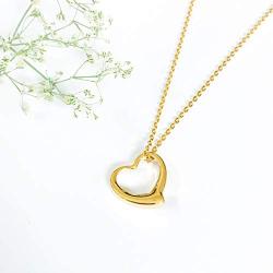 Altitude Boutique Open Heart Necklace for Women Floating Heart Necklace Hypoallergenic Simple Heart Necklace for Girls I Love You Necklace (Gold, Rose Gold, Silver)