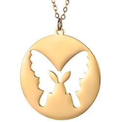 Vocheng Gold Monarch Butterfly and Earring Sets for Women Teen Girls,Hollow Out 316L Stainless Steel Pendant Necklace and Round Stud Piercing Earrings, with Fine Gift Box and Cute Card Jewelry Set