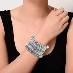 Aheli Oxidized Bohemian Bangles Set Indian Traditional Antique Multiple Textured Bracelet Chudha for Women Ethnic Party Wear Jewelry