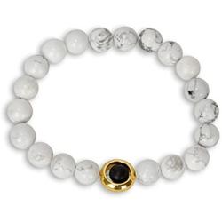 SPUNKYsoul White Howlite, Onyx and Hematite Circle Stretch Bracelet Jewelry for Women Collection