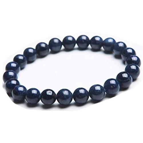 8mm Natural Blue Sapphire Gemstone Best Round Beads Women Men Rare Bracelet Jewelry AAAA