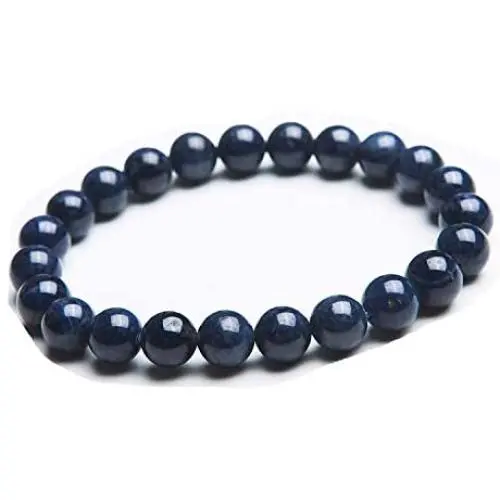 8mm Natural Blue Sapphire Gemstone Best Round Beads Women Men Rare Bracelet Jewelry AAAA