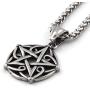 GUNGNEER Pagan Wicca Necklace Floral Patterns Pentagram Star Pendant Godness Protection Jewelry Stainless Steel Amulet