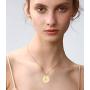 Initial Pendant Necklace, 14K Gold Filled Dainty Round Disc Double Side Engraved Hammered Initial Necklace Personalized Letter Pendant Initial Necklaces Jewelry Gifts for Women Girls