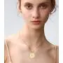 Initial Pendant Necklace, 14K Gold Filled Dainty Round Disc Double Side Engraved Hammered Initial Necklace Personalized Letter Pendant Initial Necklaces Jewelry Gifts for Women Girls