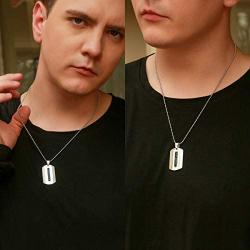 ETEVON Necklaces for Men Boys Stainless Steel Rectangle Pendant Dog Tag Ball Chain Necklace for Son Birthday Jewelry Gifts for Boyfriend Husband Dad
