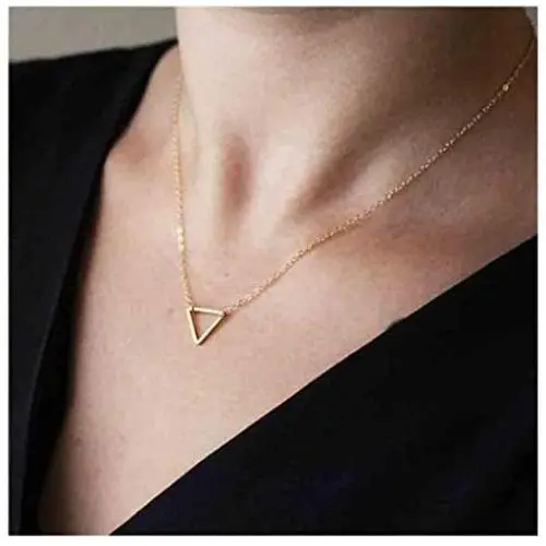 Olbye Triangle Pendant Necklace Gold Hammered Triangle Necklace Choker For Women and Girls Minimalist Necklace (Shorter choker) Olbye Triangle Pendant Necklace Gold Hammered Triangle Necklace Choker For Women and Girls Minimalist Necklace (Shorter choker)