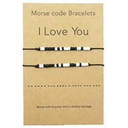 Zling I Love You Morse Code Bracelet Couples Matching Bracelets for Him and Her Boyfriend and Girlfriend Mother and Daughter Set of 2 Bracelets