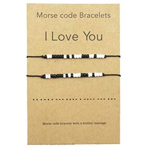 Zling I Love You Morse Code Bracelet Couples Matching Bracelets for Him and Her Boyfriend and Girlfriend Mother and Daughter Set of 2 Bracelets