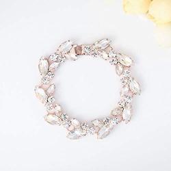 Asooll Wedding Crystal Hand Bracelet Bride Rhinestone Bracelet Fashion Jewelry Bracelet for Women and Girls for Women and Girls (Rose gold)