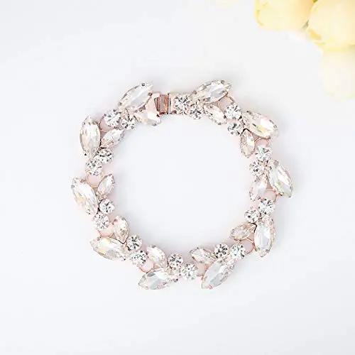 Asooll Wedding Crystal Hand Bracelet Bride Rhinestone Bracelet Fashion Jewelry Bracelet for Women and Girls for Women and Girls (Rose gold) Asooll Wedding Crystal Hand Bracelet Bride Rhinestone Bracelet Fashion Jewelry Bracelet for Women and Girls for Women and Girls (Rose gold)