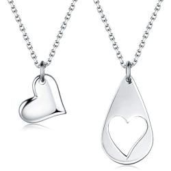 CHICLOVE Mother Daughter Jewelry Sets for Two, Cutout Heart Necklaces, 2 Sterling Silver Necklaces