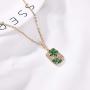 FALUGIN 18k Gold Plated Flower Necklace Square Shape Necklace Inlaid Cubic Zirconia Stainless Steel Chain Necklaces