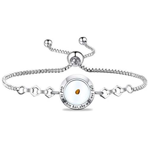 FAADBUK Christian Mustard Seed Bracelet Christian Gift Psalm 46:5 God Is Within Her She Will Not Fall Mustard Seed Jewelry Bracelet Religious Gift Jewelry For Women Girls