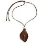NOVICA Tigers Eye Wood Mens Leather Pendant Necklace, 35'' Thai Cowboy