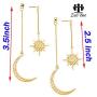 Zuo Bao Dainty Crescent Earrings Sunburstand and Moon Dangle Drop Earrings Celestial Galaxy Jewelry