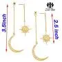 Zuo Bao Dainty Crescent Earrings Sunburstand and Moon Dangle Drop Earrings Celestial Galaxy Jewelry