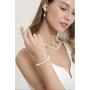 CHAULRI Freshwater Cultured Pearl Necklace Set Including Stunning Bracelet, Stud Earrings and Dangle Drop Earrings – Birthday Anniversary Wedding Holiday Jewelry Gifts for Women