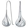 Carved Etched Puffed Teardrop Pear Shaped Rain Drop Earrings For Women Fishhook 925 Sterling Silver 1.25 1.5 1.75 Inch