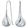 Carved Etched Puffed Teardrop Pear Shaped Rain Drop Earrings For Women Fishhook 925 Sterling Silver 1.25 1.5 1.75 Inch
