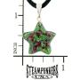 Steampunkers USA Celestial Collection - 20mm Classic Star Ruby Fuchsite Natural Green Pink - 20-22 Inch Adjustable Black Cord – Crystal Gemstone Collectibles Carved Necklace Handmade Charm