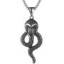 AsAlways Egyptian Mystery Amulet Gothic Jewelry Mens Stainless Steel Animal Snake King Cobra Pendant Chain Necklace