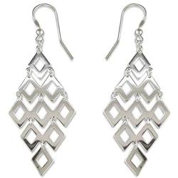 LeCalla Sterling Silver Jewelry Diamond Shape Drop Earrings for Women