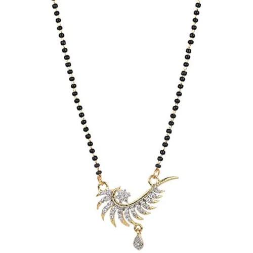Efulgenz Indian Bollywood Traditional Gold Plated American Diamond CZ Mangalsutra Pendant Necklace Jewelry for Women