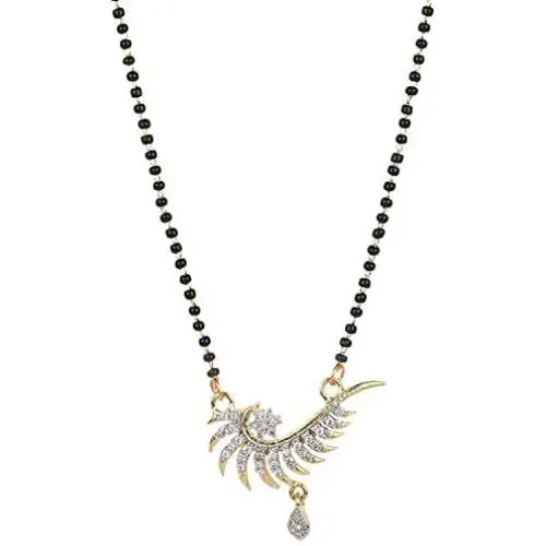Efulgenz Indian Bollywood Traditional Gold Plated American Diamond CZ Mangalsutra Pendant Necklace Jewelry for Women Efulgenz Indian Bollywood Traditional Gold Plated American Diamond CZ Mangalsutra Pendant Necklace Jewelry for Women