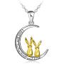 Distance I Love You to The Moon and Back Necklace for Women,925 Sterling Silver Double Bunny Rabbit Panda Necklace Jewelry Gifts for Women Mom Daughter Wife Girls