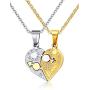 Mealguet Jewelry Stainless Steel Matching Heart Love Couples Pendant Necklace for Men Women