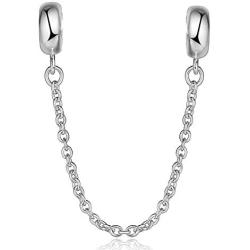 Lovans 925 Sterling Silver Rubber Spacer Stopper Beads Safe Chains for Pandora Bracelets (Silver Chain)