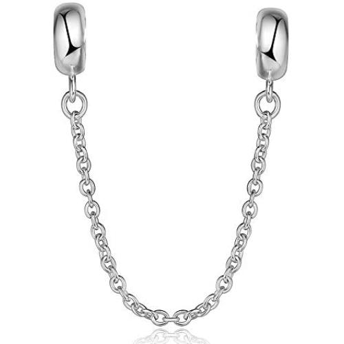 Lovans 925 Sterling Silver Rubber Spacer Stopper Beads Safe Chains for Pandora Bracelets (Silver Chain)