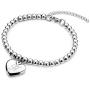 Jewelry Kingdom 1 Initial Bracelet for Women Girls A-Z Letters Alphabet Heart Charm Bead Ball Chain Stainless Steel 6mm 7'' Valentines Gifts