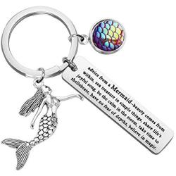 Gzrlyf Advice from a Mermaid Keychain Mermaid Gifts Inspirational Gifts Mermaid Lover Gifts