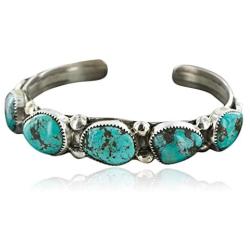 Native-Bay $500 Retail Tag Certified Authentic Silver Navajo Turquoise 12714 Made by Loma Siiva