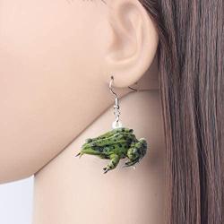 DUOWEI Cute Sitting Frog Earrings Acrylic Drop Dangle Jewelry for Women Teen Girls Kids Aesthetic Gifts