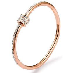 PANSTAR Silver Bracelet for Women, Tennis Bangle Bracelet, 316L Stainless Steel Bracelets Set Cubic Zirconia