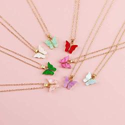 8 Pairs Butterfly necklace Earrings set - Acrylic Butterfly Pendant Necklace, Butterfly Stud Earrings, Great for Women,Girls