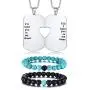 XUANPAI Stainless Steel Matching Puzzle Dog Tag Necklace&His and Hers Yin Yang Distance Beads Bracelet XUANPAI Stainless Steel Matching Puzzle Dog Tag Necklace&His and Hers Yin Yang Distance Beads Bracelet
